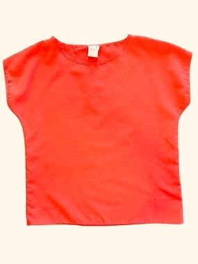 Vintage Shell Top Coral Orange Boxy Cap-Sleeve size S